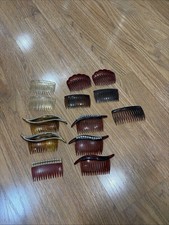 Vintage Hair Side Combs Lot of 11 USA Faux Tortoise Brown Clear Plastic 2.75"