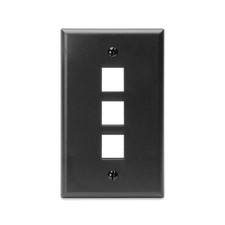 Leviton QuickPort Wallplate, Single Gang, 3-Port, 41080-3EP, Black