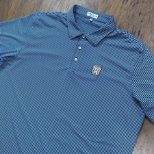 Peter Millar Polo Shirt Mens XXL Blue Stripes Summer Comfort Stretch Golf Preppy