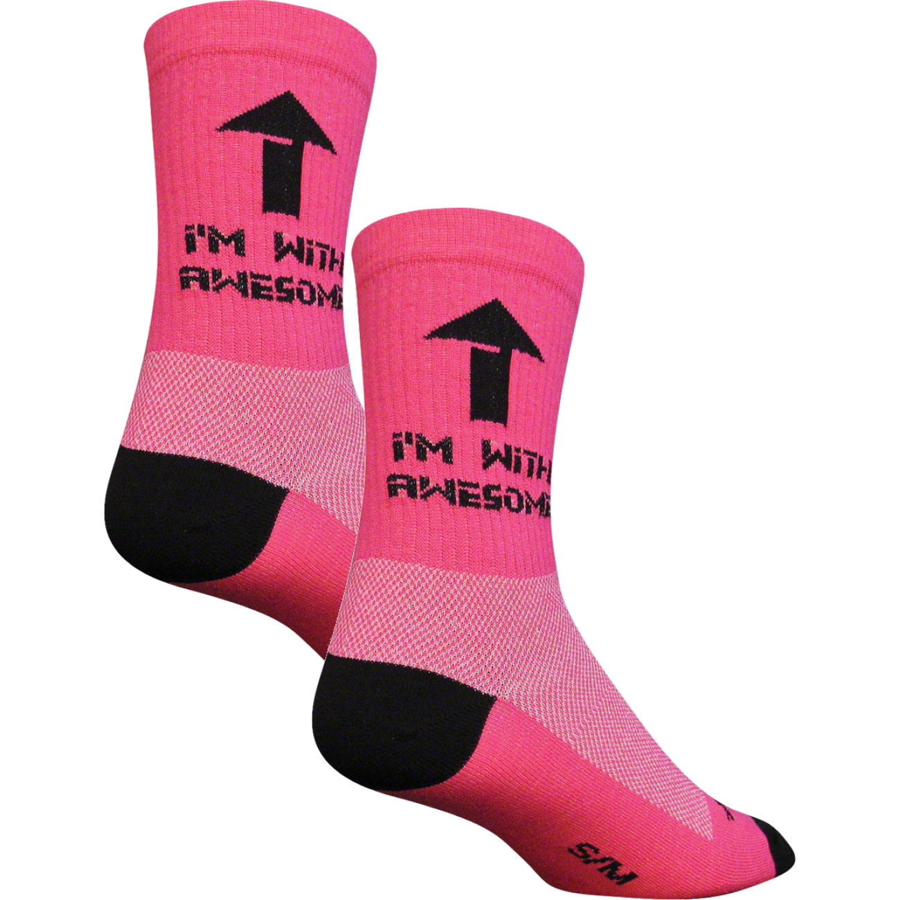 Упаковка из 2 носков SockGuy Crew Im с потрясающими носками 6-дюймового розового цвета большого размера X-Large Унисекс