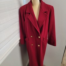 Forecaster of Boston Red Wool Boot Length Long Coat Lined Preppy Vtg Size 9/10