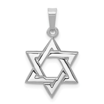 14k Weißgold weiß poliert Davidstern Anhänger perfektes Geschenk für sie