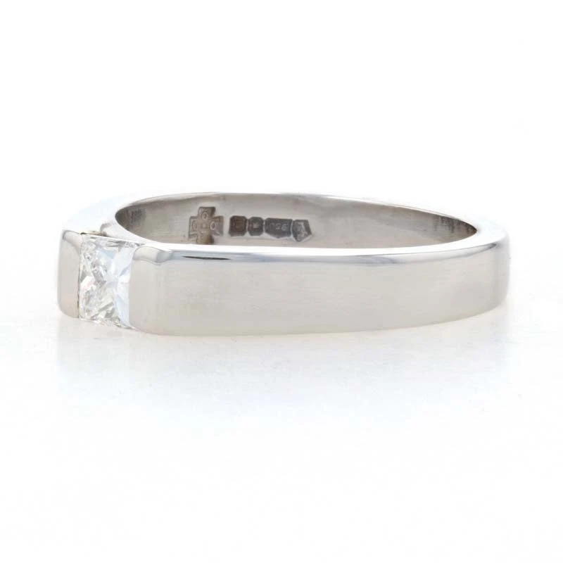 Platinum Diamond Solitaire Engagement Ring 950 Princess .40ct Cathedral Sz 4 3/4 - Image 3 of 4