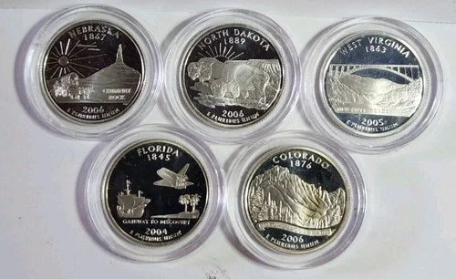 Silver Washington quarters proof  S mint mark  Lot Of 5  mixed years