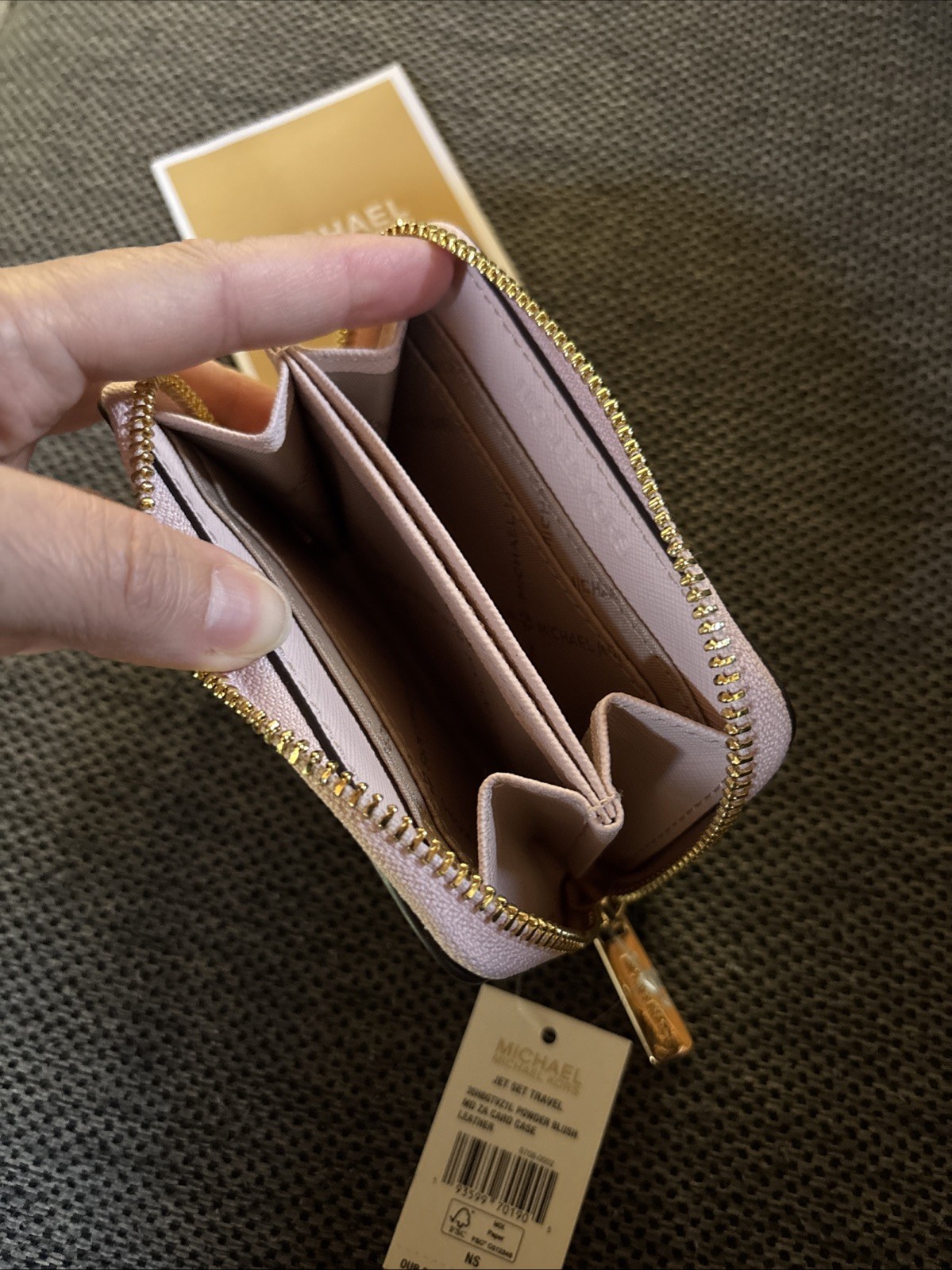 Michael Kors Women Medium Zip Around Card Case Coin Pouch Wallet Powder Blush