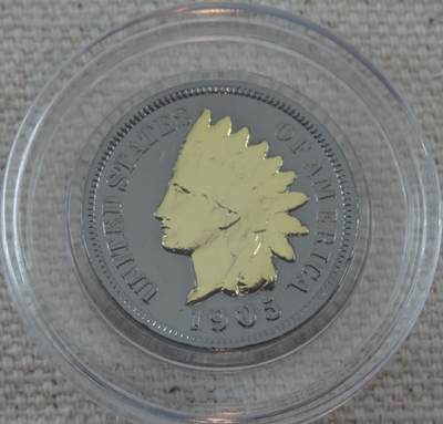 Indian Head Cent Black Ruthenium & Gold Plated with COA US Mint