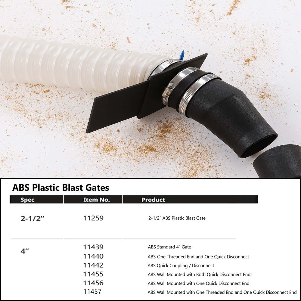 11440 4-Inch ABS Plastic Blast Gate with One Threaded End