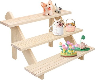 3-Tier Display Ständer Holz Ohrring und Ringhalter Display Riser Regal mit Nut 