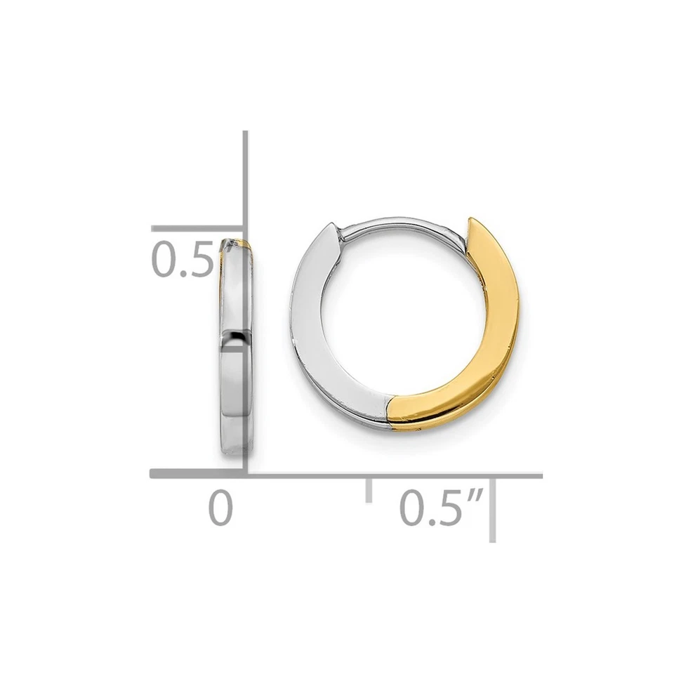 14k Two-Tone Gold 8mm Round Hinged Hoop Earrings - Image 4 of 4