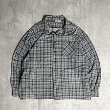 90s Vintage Black White Checked Flannel Shirt Cotton Used