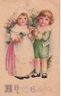 Unsiged Clapsaddle Easter Adorable Boy & Girl Dressed Up Mattlage Postcard E37