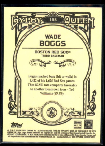 2013 Topps Gypsy Queen Wade Boggs Boston Red Sox #158 - Foto 2 di 2