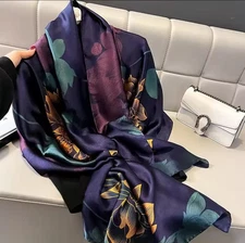 Scarf Elegant, Large Soft,Floral Colorfull, Long Shawl Neckerchief 180x90cm
