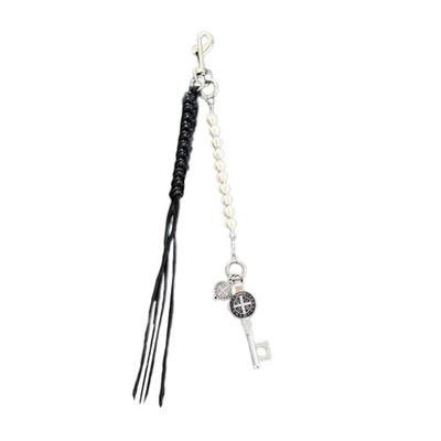 Unique Cracked Stone Bead Key Accessory With Braided Cord And Alloy Pendant