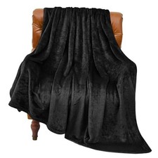 Fleece Blanket Throw Blankets for Couch  Bed, Luxury Throw 50"x60" Black