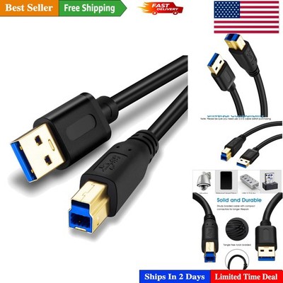 10Ft USB 3.0 A-B Male Cable - High-Speed Data Transfer for Printers & Hubs