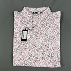 FootJoy Golf Shirt Polo Sleeve Logo Watercolor Floral Print XL White Pink $95