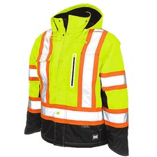 TOUGH DUCK S24511 Men's Hi-Vis Safety Jacket, 300D Ripstop, 100 Polyester,