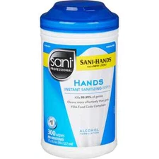 Sani Hands Instant Sanitizing Wipes, 7.5 x 5, 300 Canister.