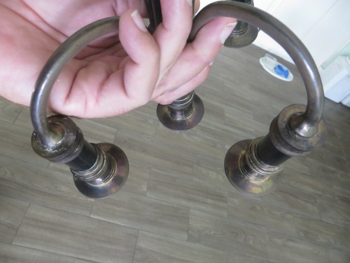 Brass Bronze Gothic Candelabra 4 arm 5 candle holder centerpiece heavy 1900's - Picture 7 of 11