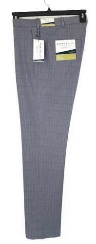 Perry Ellis Men's Modern-Fit Stretch Dress Pants Mid Grey/Blue Plaid 36x30 NWT - Picture 4 of 4