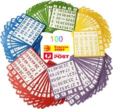 BINGO PAPER Cards - 100 Sheets/5 Colors -Bingo Games for Family Playing Cards AU