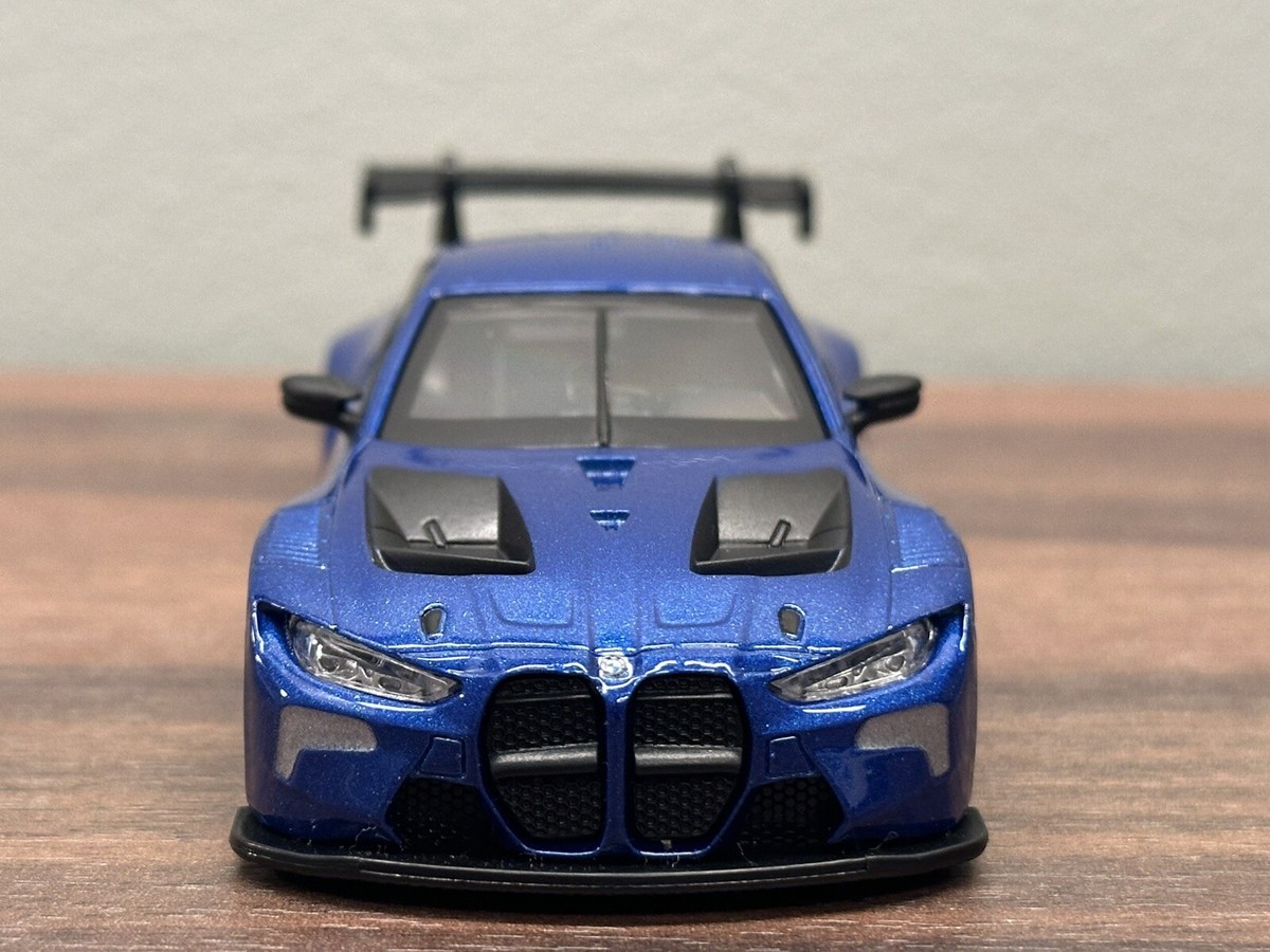 1:44 scale bmw m4 gt3 Diecast die cast toy model car blue pull