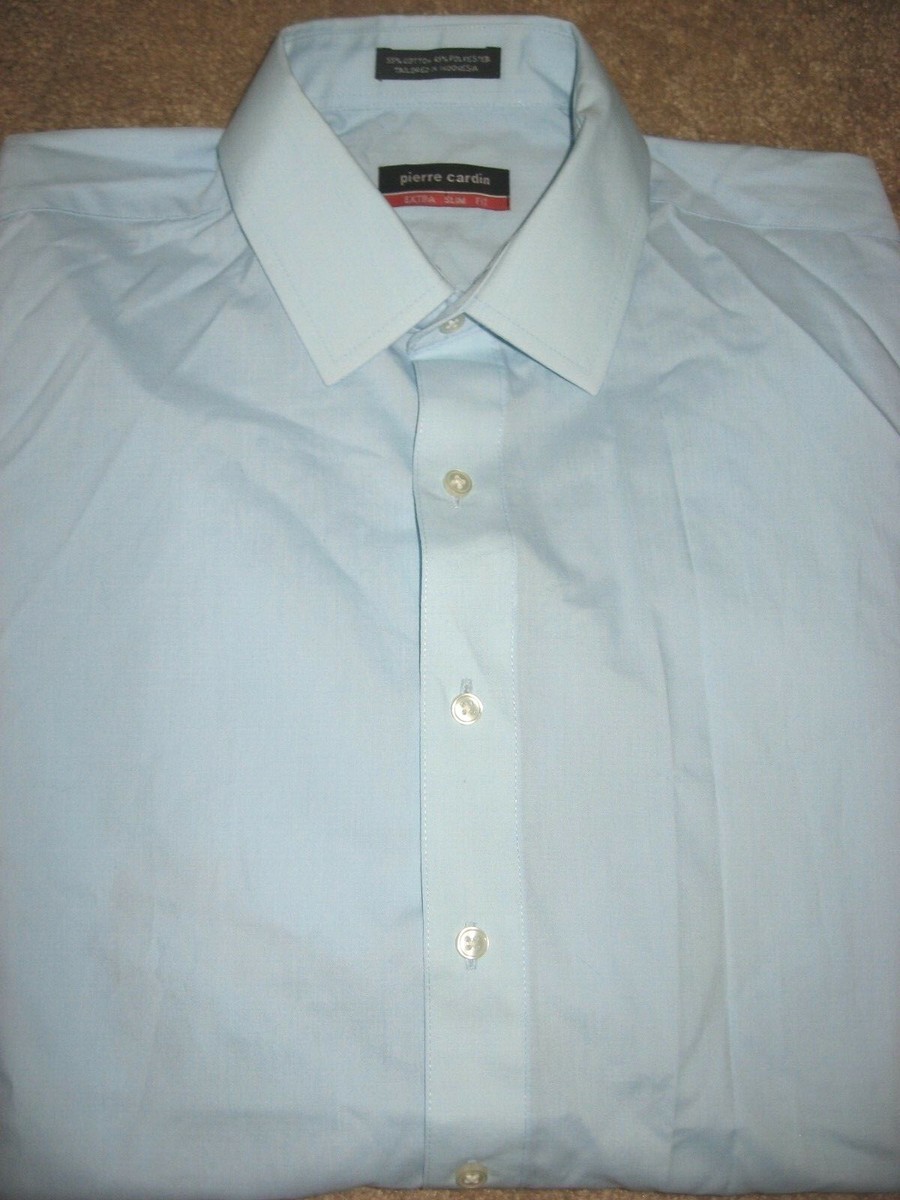 Mens Lt BLue PIERRE CARDIN Extra Slim Fit Dress Shirt 15 15.5-34/35