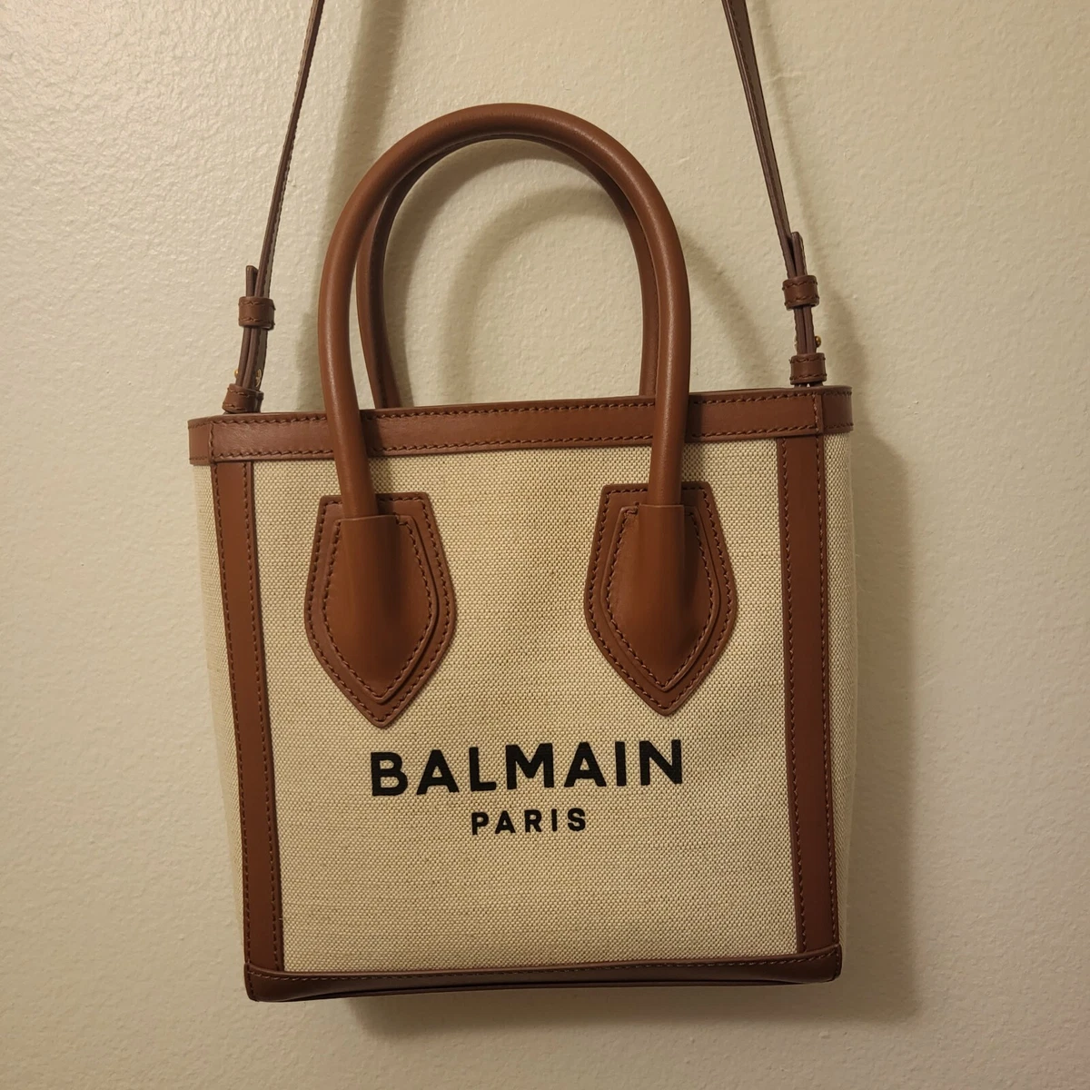 Leather-Trimmed Logo-Print Linen and Cotton-Blend Canvas Tote Bag