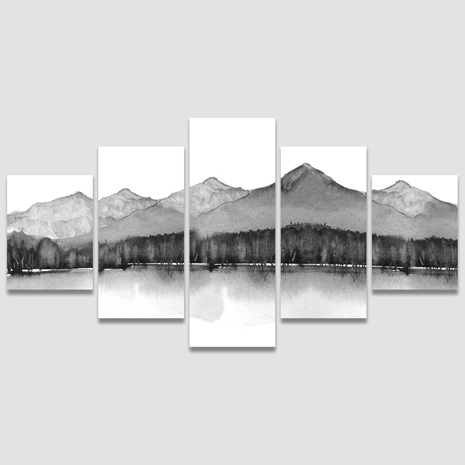 Wall26 Duotone Mountain & Forest Pastel Art Canvas Print Wall Art Set ...