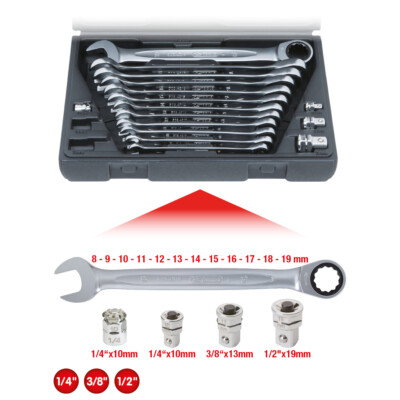 KS TOOLS GEARplus Ratschenringmaulschlüssel-Satz, 16-tlg. (503.4266)