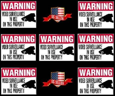 WMTL 7 HOME SECURITY WINDOW WARNING STICKERS VIDEO CAMERAS IN USE FOR INDOOR OUTDOOR