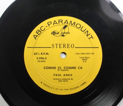50'S & 60'S 45 Paul Anka - Comme Cl, Comme Ca / C'Este Si Bon On Abc-Paramount