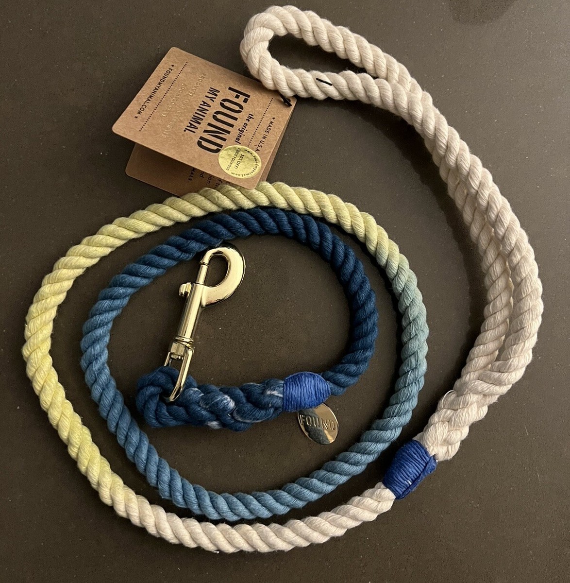 NWT Found My Animal Teal Blue Ombre Rope Knotted Dog Leash | eBay