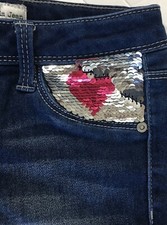 Girls Favorite Denim Jeans 6 to 6X Girls Sequin Heart on pocket Jegging