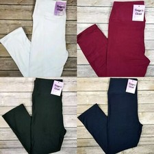 Solid YOGA CAPRI Leggings Black Navy White Burgundy Buttery Soft ONE SIZE OS