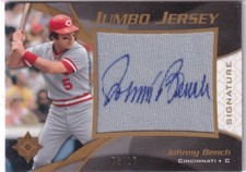 2009 UD Ultimate Baseball Johnny Bench Jumbo Jersey Auto #05/10. Jersey#