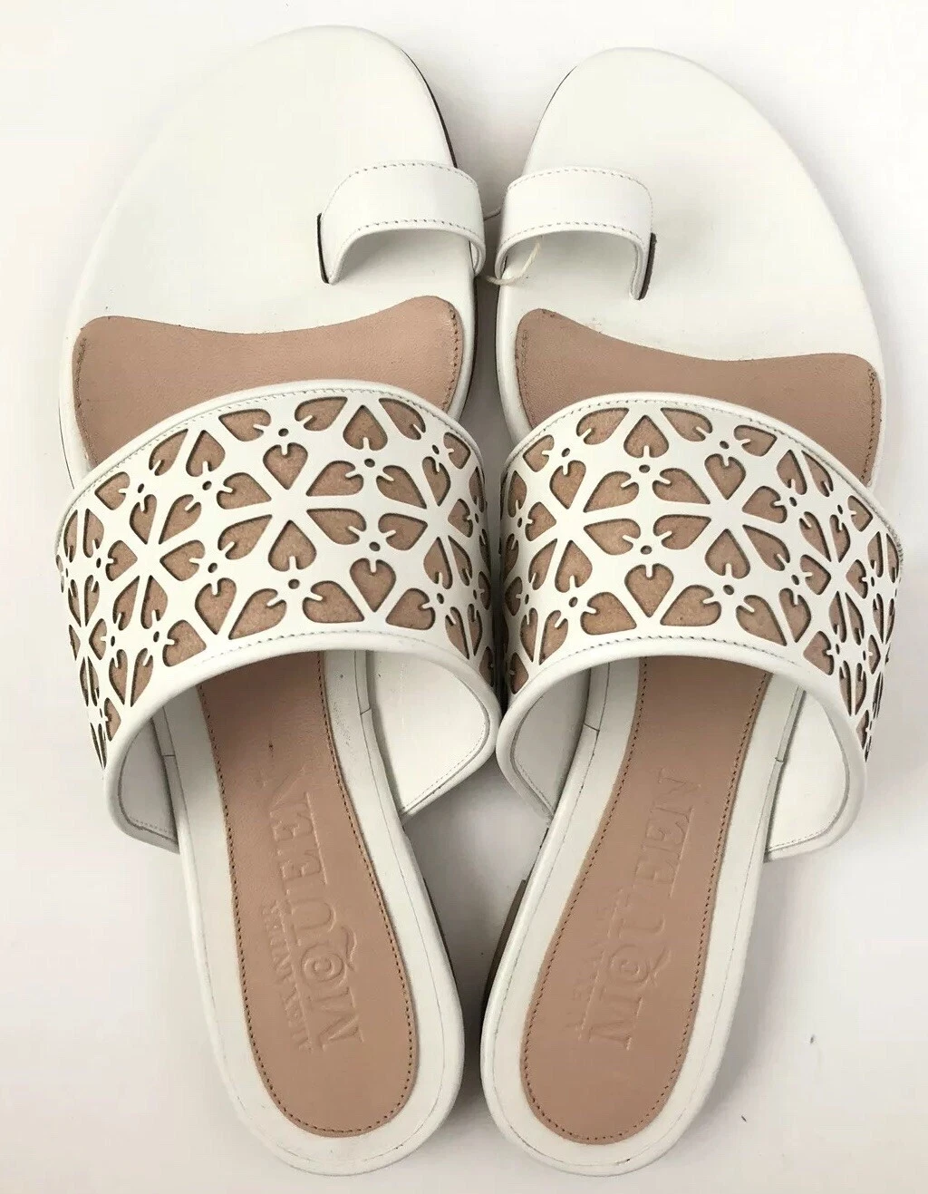 Scarpe da donna Alexander McQueen taglia 40 5 nuove con scatola piatte sandali in pelle