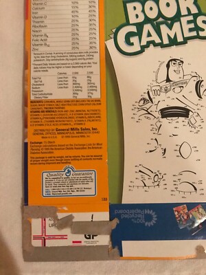 General Mills 1999 KIX Empty Cereal Box -Toy story 2 on Front and