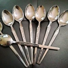 WINTHROP - W.M. Dalton - Stainless Japan -NEW 8 Teaspoons 7" Stanley roberts
