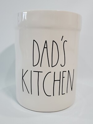 Rae Dunn DAD'S KITCHEN Ceramic Utensil Holder Farmhouse Kitchen Ivory Brand New