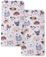 Soft Doggy Printed Fabric Crib Sheet for Boys Girls,2 Pack Crib Mattress Sheets