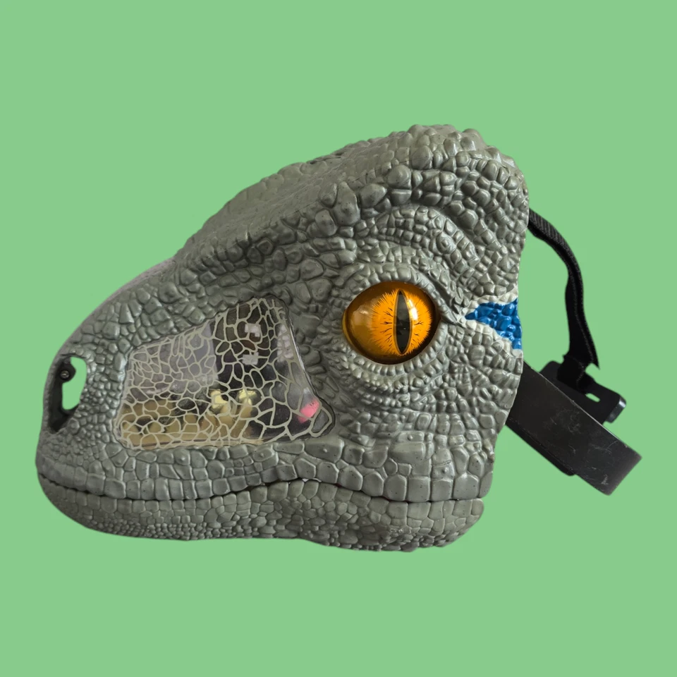 Máscara Chomp 'n Roar Jurassic World Velociraptor Máscara Azul - ¡PROBADA! - Mattel 2017 Foto 4 de 4