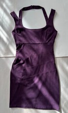 Guess Faux Suede Purple Plum Mini Dress - Square Neck