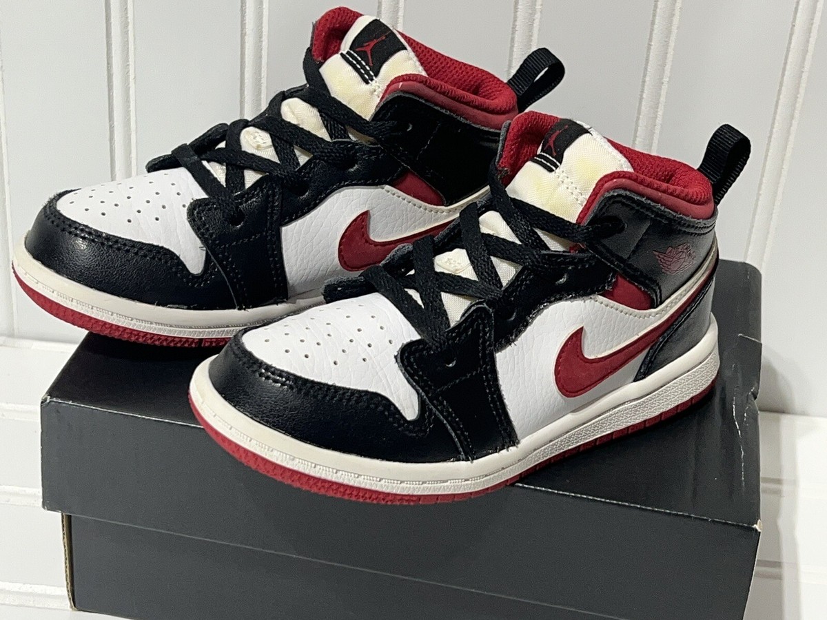 Nike Air Jordan 1 Mid TD Size 9c White Gym Red Black Toddler