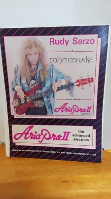 ARIA PRO II RUDY SARZO BASS GUITAR VINTAGE 1988 PRINT AD 11 X 8.5   x1