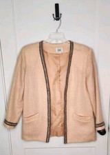Size 10 Studio Collection Pink Fuzzy Open Blazer Jacket Union Made USA