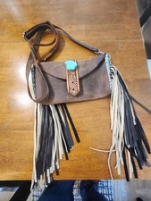 Native American turquoise western fring leather crossbody cowgirl purse handmade