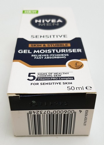 3 x Nivea Men Sensitive Skin & Stubble Gel Moisturiser Face Cream Relieves 50ml - Picture 8 of 9