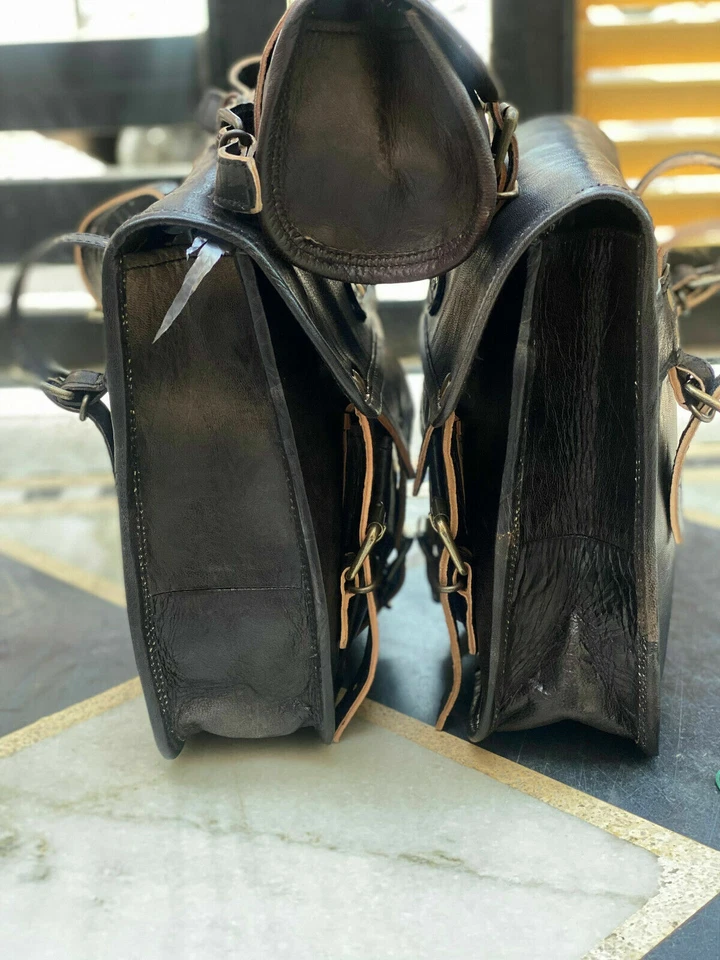 Bolsas Alforja Bolsa de Equipaje para Sportster Retro Moda Cuero Moto Sillín Foto 3 de 4